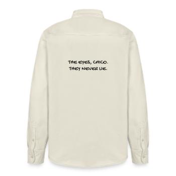 Cinema - Quotes - Film - Citations - Zitat - Humor - Relaxed Fit Unisex Organic Shirt by Stanley/Stella - soft Ecru - Back - AI Model Male 178 light (178cm)