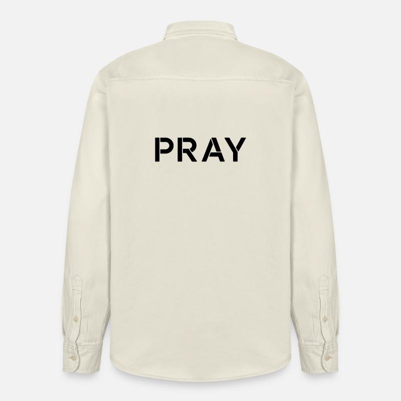 Priez une citation de motivation positive - Chemise unisexe coupe décontractée bio Stanley/Stella - écru doux