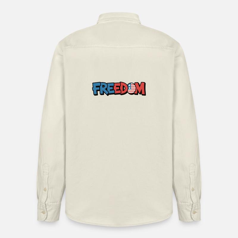 Freedom Typografie Statement Design - Relaxed Fit Unisex Organic Hemd von Stanley/Stella - Natur