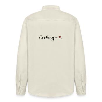 Cook - Relaxed Fit Unisex Organic Shirt by Stanley/Stella - soft Ecru - Back - AI Model Male 178 light (178cm)