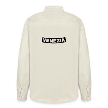 Venezia Chapter Element 1C (JGA MC-Rocker-Style) - Relaxed Fit Unisex Organic Shirt by Stanley/Stella - soft Ecru - Back - AI Model Male 178 light (178cm)