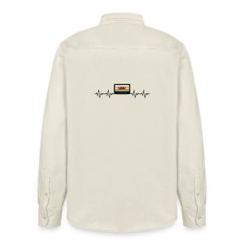 Cassette Retro ECG Heartbeat - Relaxed Fit Unisex Organic Shirt by Stanley/Stella - soft Ecru - Back - AI Model Male 178 light (178cm)