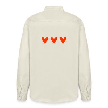HEART. MAMMA. MOTHER'S DAY. PARTY. HAPPY BIRTHDAY - Relaxed Fit Unisex Organic Shirt by Stanley/Stella - soft Ecru - Back - AI Model Male 178 light (178cm)