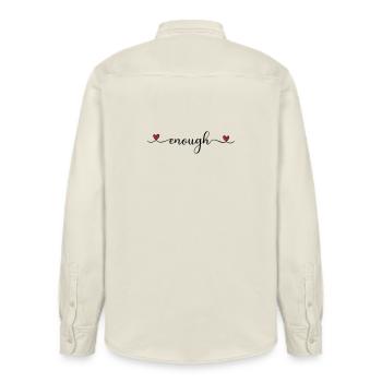 enough - Relaxed Fit Unisex Organic Shirt by Stanley/Stella - soft Ecru - Back - AI Model Male 178 light (178cm)