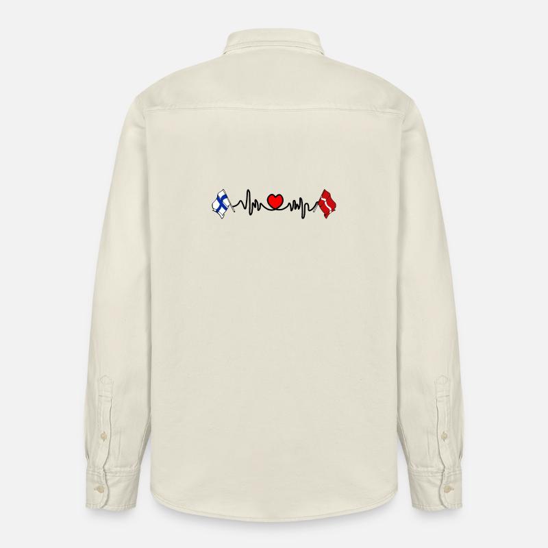 Cardio heart Drapeau Finlande, drapeau Lettonie - Chemise unisexe coupe décontractée bio Stanley/Stella - écru doux