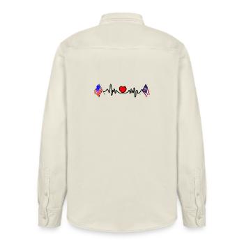 Cardio heart avec drapeau des États-Unis et drapeau de l’Ohio - Chemise unisexe coupe décontractée bio Stanley/Stella - écru doux - Dos - AI Model Male 178 light (178cm)