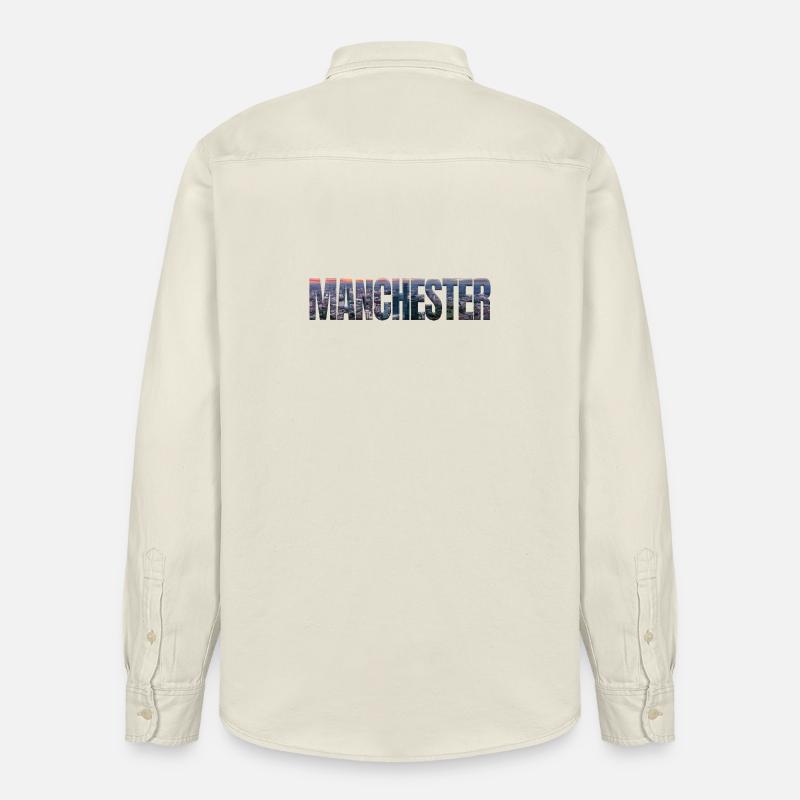Manchester Skyline in Textfassade - Relaxed Fit Unisex Organic Hemd von Stanley/Stella - Natur