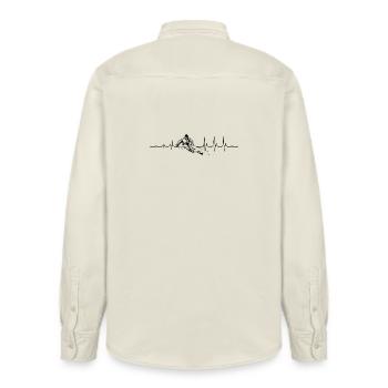 Ski Heartbeat - Relaxed Fit Unisex Organic Shirt by Stanley/Stella - soft Ecru - Back - AI Model Male 178 light (178cm)