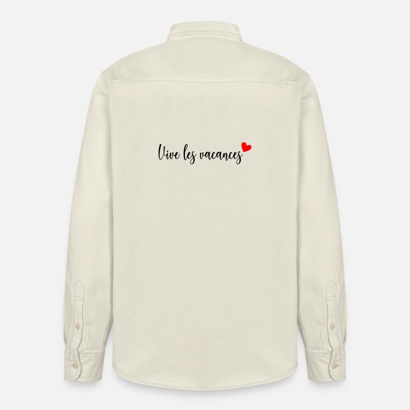 MERCI. MAÎTRESSE. MAÎTRE. VACANCES - Chemise unisexe coupe décontractée bio Stanley/Stella - écru doux