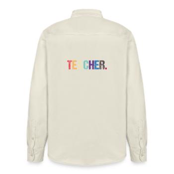 Farbenfrohes LEHRER-Design - Relaxed Fit Unisex Organic Hemd von Stanley/Stella - Natur - Hinten - AI Model Male 178 light (178cm)