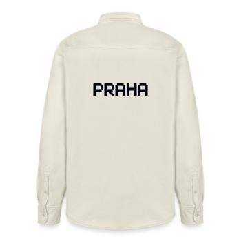 PRAHA Prague Prag - Relaxed Fit Unisex Organic Shirt by Stanley/Stella - soft Ecru - Back - AI Model Male 178 light (178cm)