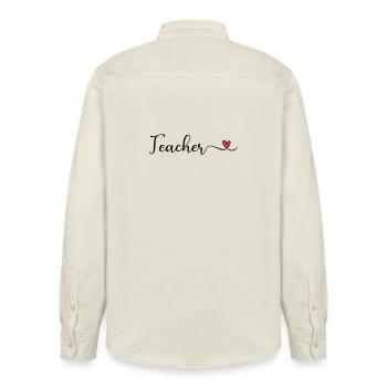 Teacher - Relaxed Fit Unisex Organic Shirt by Stanley/Stella - soft Ecru - Back - AI Model Male 178 light (178cm)