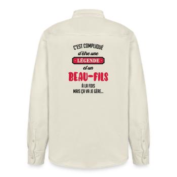 Stieftochter / Schwiegersohn / Sohn / Tochter - Relaxed Fit Unisex Organic Hemd von Stanley/Stella - Natur - Hinten - AI Model Male 178 light (178cm)