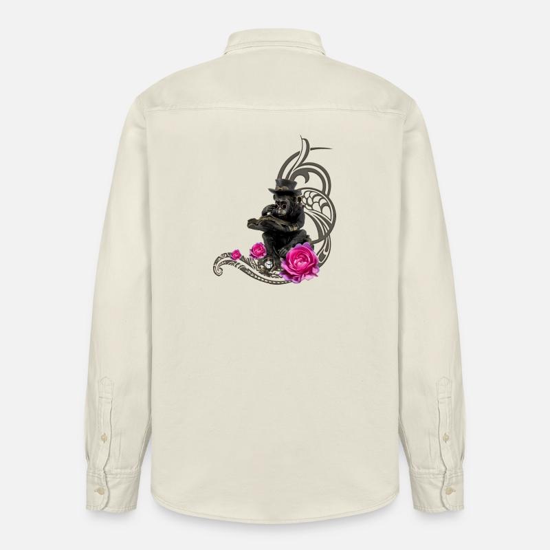 Lustiger Steampunk-Affe liest ein Buch - Relaxed Fit Unisex Organic Hemd von Stanley/Stella - Natur