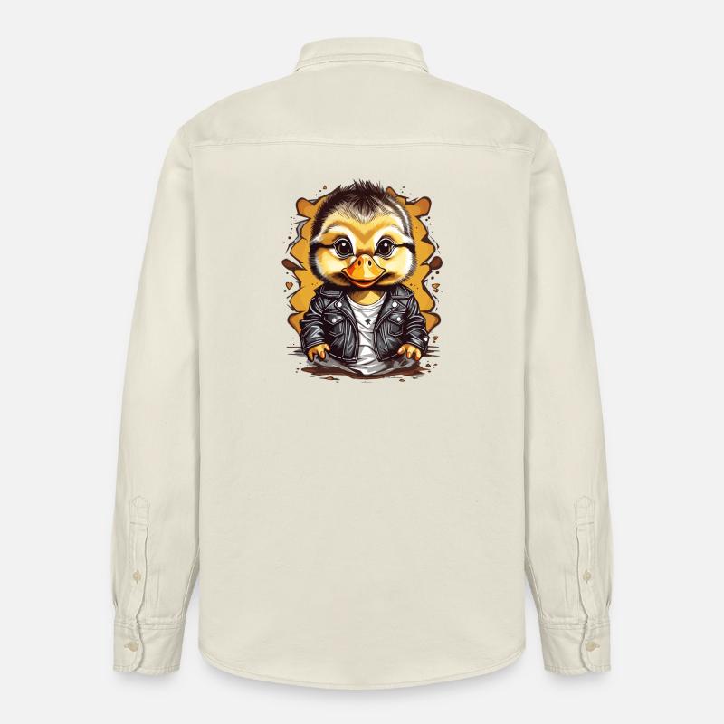 Süße Ente mit Lederjacke - Relaxed Fit Unisex Organic Hemd von Stanley/Stella - Natur