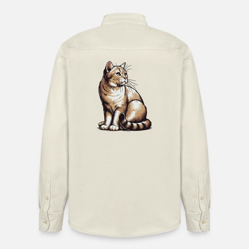 Chat - Chemise unisexe coupe décontractée bio Stanley/Stella - écru doux