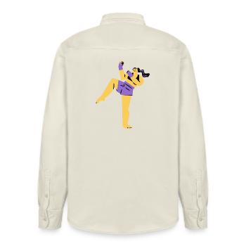 girl boxing - Relaxed Fit Unisex Organic Hemd von Stanley/Stella - Natur - Hinten - AI Model Male 178 light (178cm)