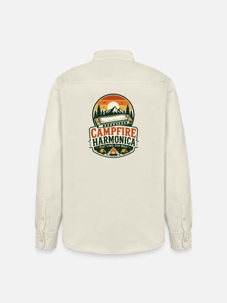 Instrument: Harmonica, Campfire-Music, Harmonica - Relaxed Fit Unisex Organic Shirt by Stanley/Stella - soft Ecru