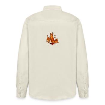 Geometric cats in diamond frame - Relaxed Fit Unisex Organic Shirt by Stanley/Stella - soft Ecru - Back - AI Model Male 178 light (178cm)