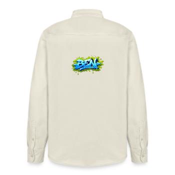Graffiti BEN Name Gift Ideal Printable on t- - Relaxed Fit Unisex Organic Shirt by Stanley/Stella - soft Ecru - Back - AI Model Male 178 light (178cm)