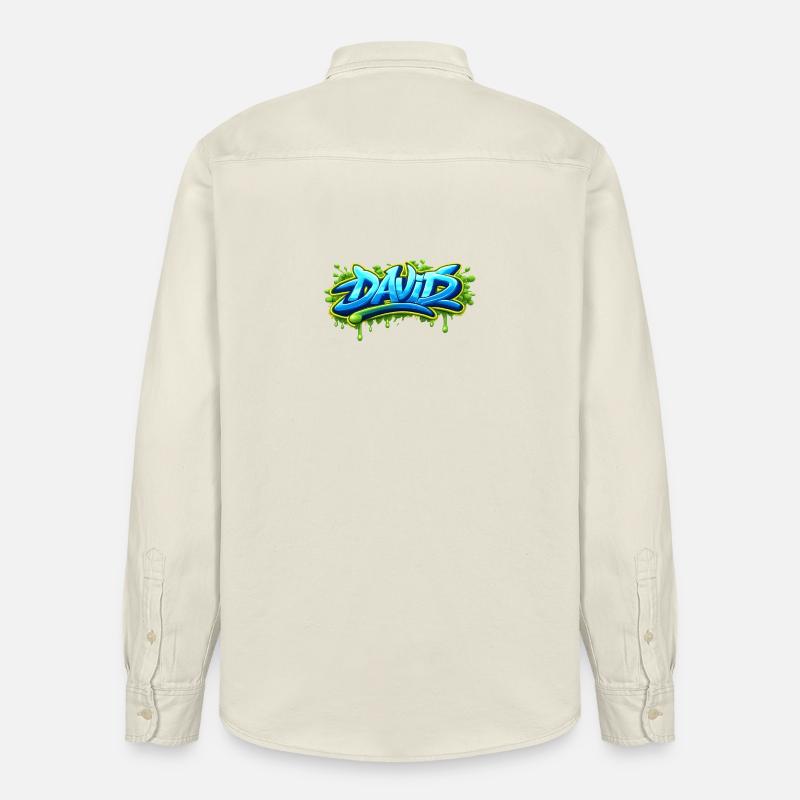 Graffiti name DAVID printable on everything  - Chemise unisexe coupe décontractée bio Stanley/Stella - écru doux