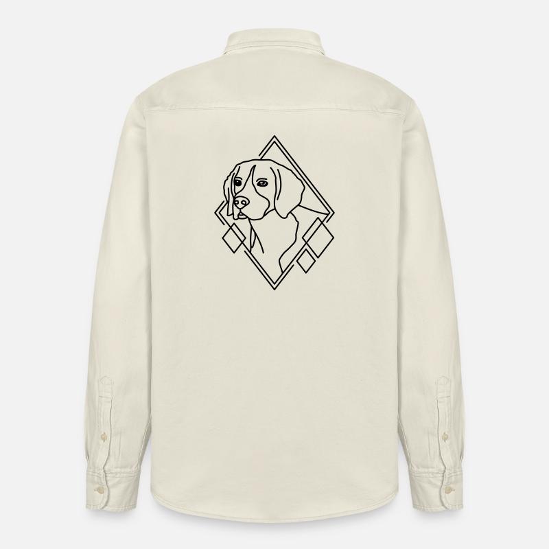 Beagle in geometrischer Form - Line-Art-Design - Relaxed Fit Unisex Organic Hemd von Stanley/Stella - Natur