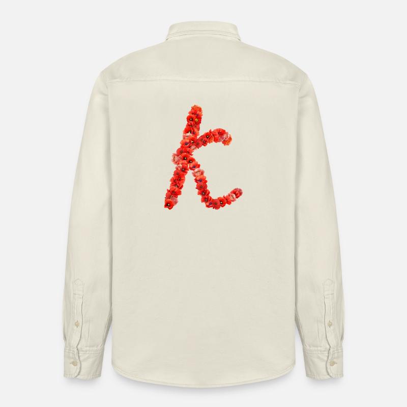 Initiale K faite de pavots - Chemise unisexe coupe décontractée bio Stanley/Stella - écru doux