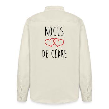 Noces de cèdre – 49 ans de mariage - Chemise unisexe coupe décontractée bio Stanley/Stella - écru doux - Dos - AI Model Male 178 light (178cm)