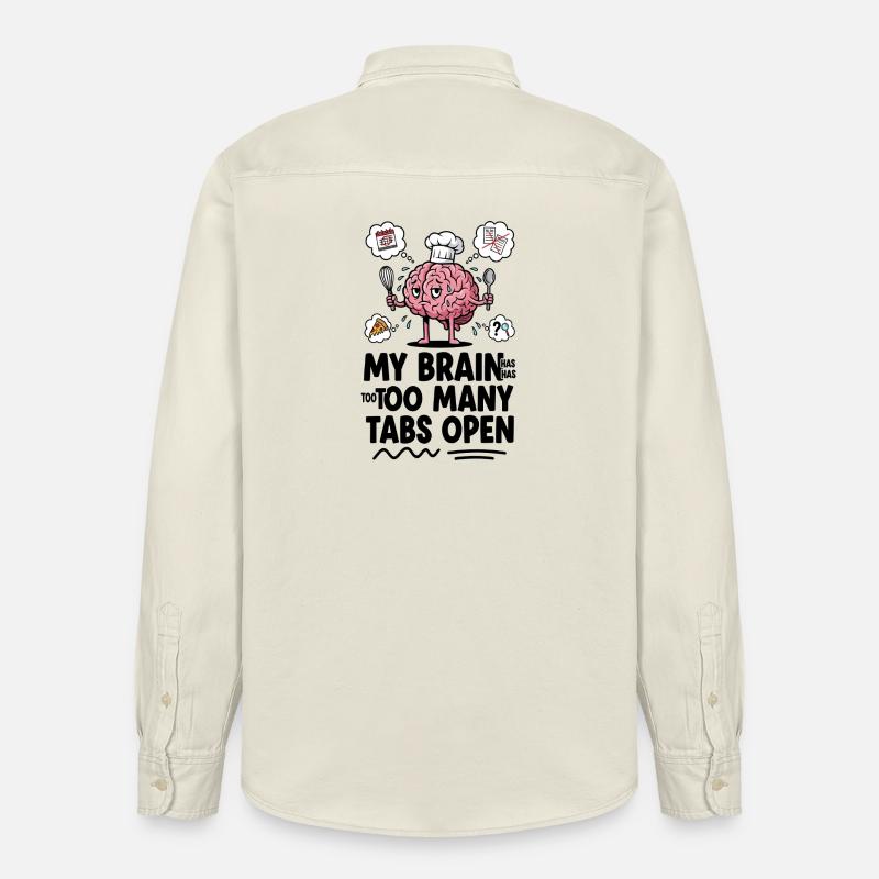 Brain Chef : trop d’onglets ouverts - Chemise unisexe coupe décontractée bio Stanley/Stella - écru doux