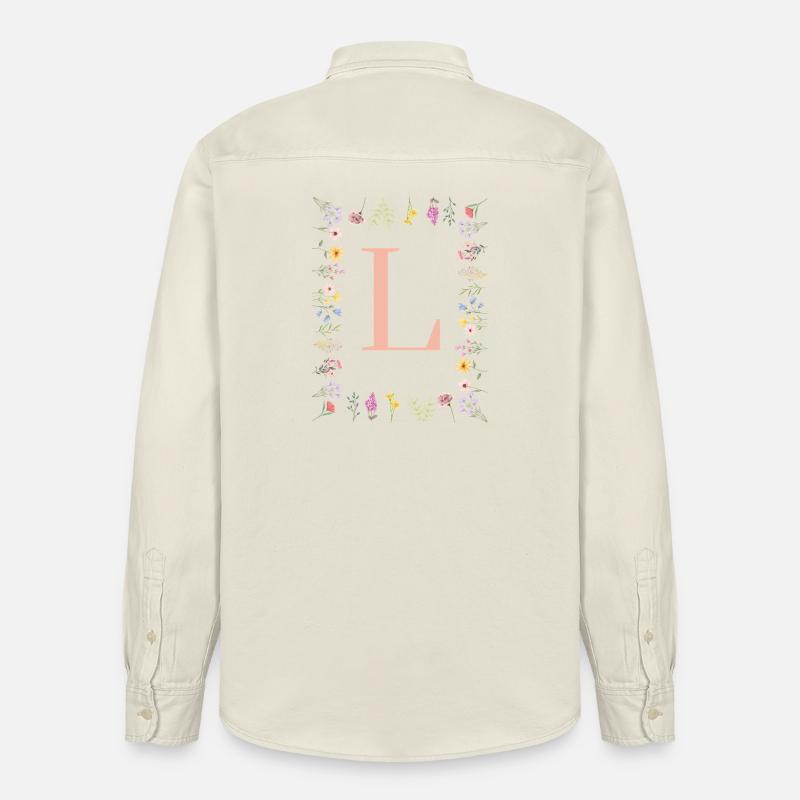 Florale Initialen "L", Buchstaben Monogramm  - Relaxed Fit Unisex Organic Hemd von Stanley/Stella - Natur