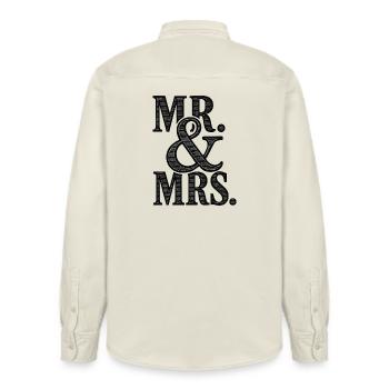 MR. & MRS - Romantic Wedding - Newlyweds - Relaxed Fit Unisex Organic Shirt by Stanley/Stella - soft Ecru - Back - AI Model Male 178 light (178cm)