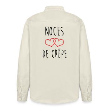 noces de crêpe 39 ans de mariage - Chemise unisexe coupe décontractée bio Stanley/Stella - écru doux - Dos - AI Model Male 178 light (178cm)