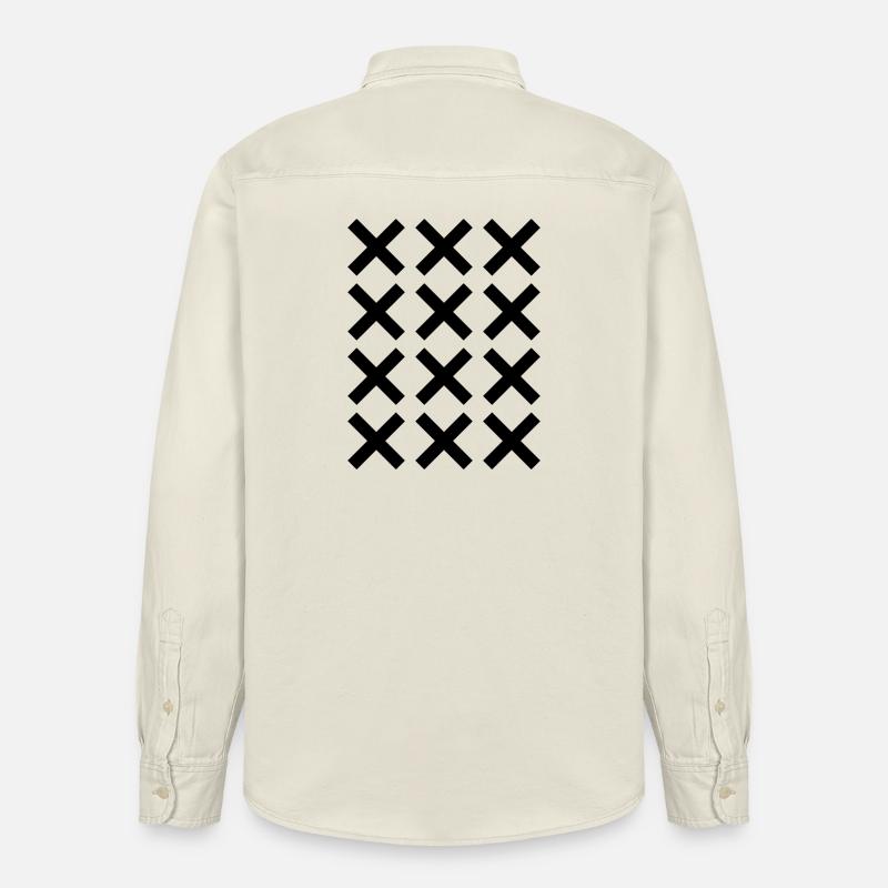 X pattern grid design - Relaxed Fit Unisex Organic Shirt by Stanley/Stella - soft Ecru