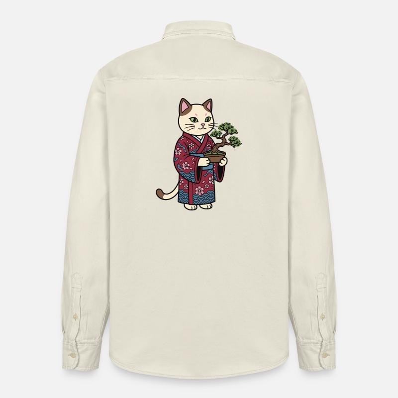Chat japonais - Chemise unisexe coupe décontractée bio Stanley/Stella - écru doux
