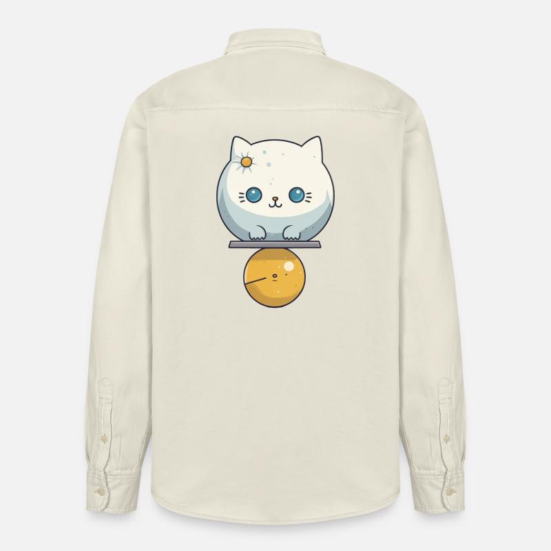 Illustration de chat mignon - Chemise unisexe coupe décontractée bio Stanley/Stella - écru doux