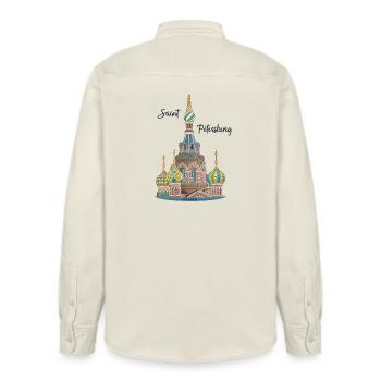St. Petersburg, Kirche, Russland, Handzeichnung - Relaxed Fit Unisex Organic Hemd von Stanley/Stella - Natur - Hinten - AI Model Male 178 light (178cm)