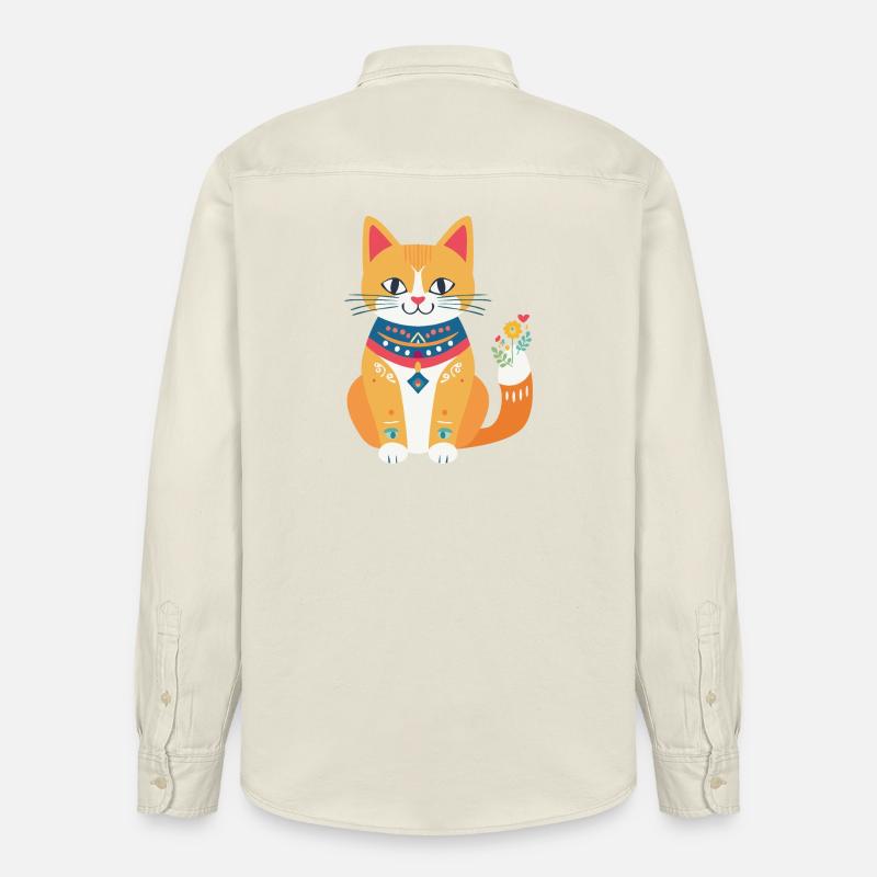 mignon chat folklore - Chemise unisexe coupe décontractée bio Stanley/Stella - écru doux