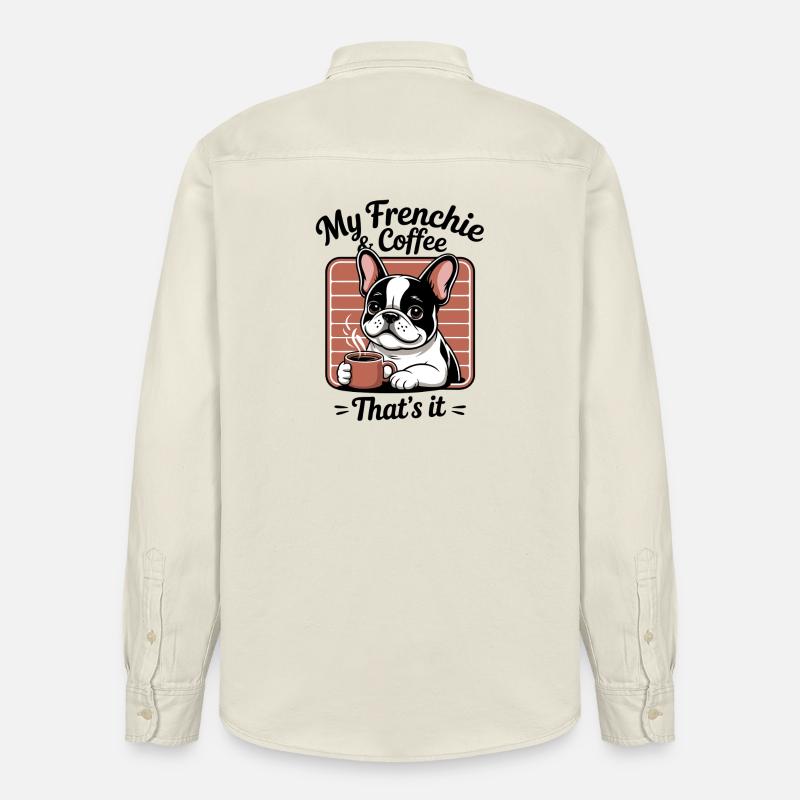 Frenchie bouledogue français dessin animé - Chemise unisexe coupe décontractée bio Stanley/Stella - écru doux
