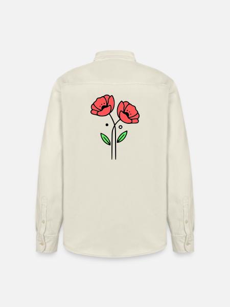 mohnblume-mohnblumen-minimalistisch-line-art-5 - Relaxed Fit Unisex Organic Hemd von Stanley/Stella - Natur