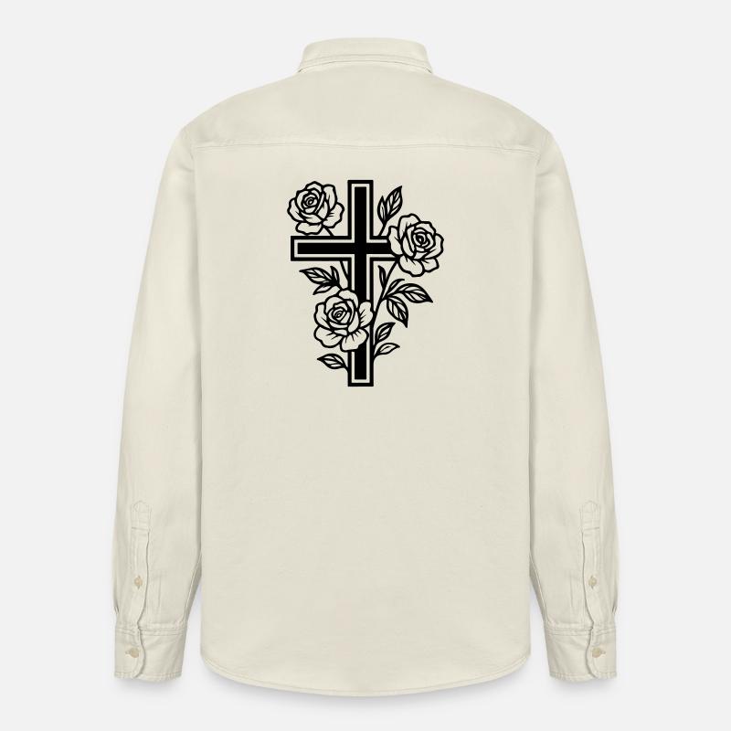 Fleurs à symbole de croix - Chemise unisexe coupe décontractée bio Stanley/Stella - écru doux