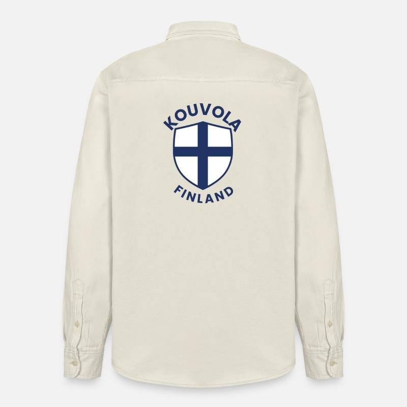 Logo du Bouclier de Kouvola Finlande - Chemise unisexe coupe décontractée bio Stanley/Stella - écru doux