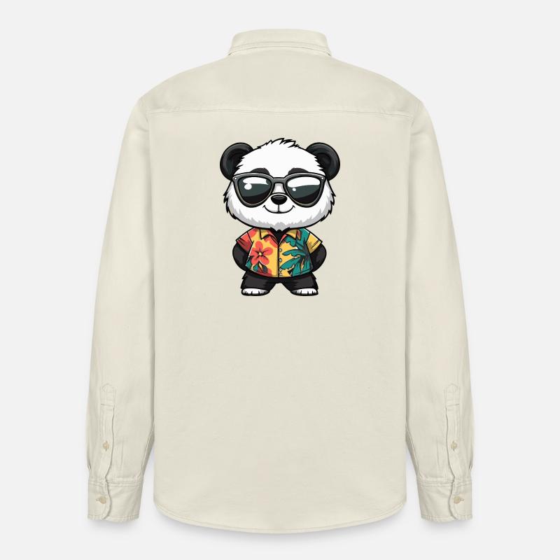 Panda Comic Urlaub - Relaxed Fit Unisex Organic Hemd von Stanley/Stella - Natur