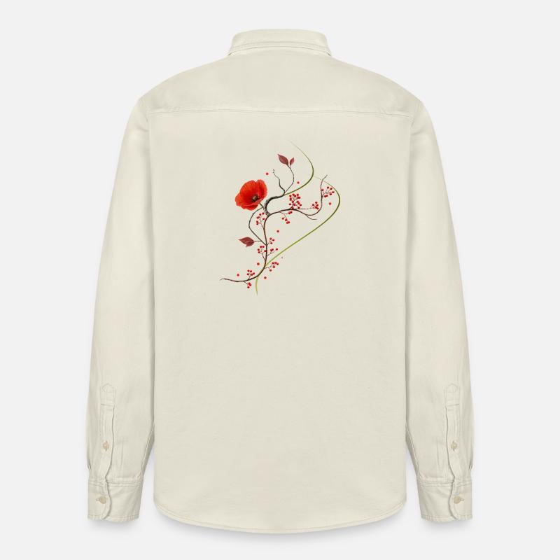 Ikebana Collage mit Mohnblume Zen Stil - Relaxed Fit Unisex Organic Hemd von Stanley/Stella - Natur