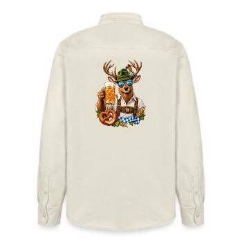 Costume masculin de Deer Lederhosen - Chemise unisexe coupe décontractée bio Stanley/Stella - écru doux - Dos - AI Model Male 178 light (178cm)