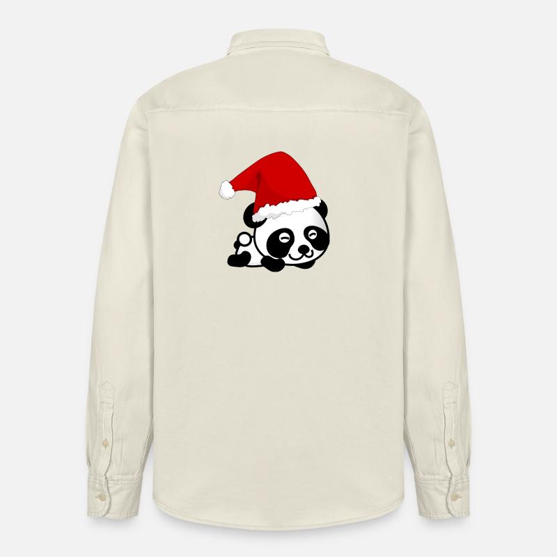 Weihnachtspanda, Panda, Weihnachten - Relaxed Fit Unisex Organic Hemd von Stanley/Stella - Natur
