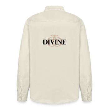 DIVINE OPPOLINE – Collection d’Énergie Féminine - Chemise unisexe coupe décontractée bio Stanley/Stella - écru doux - Dos - AI Model Male 178 light (178cm)