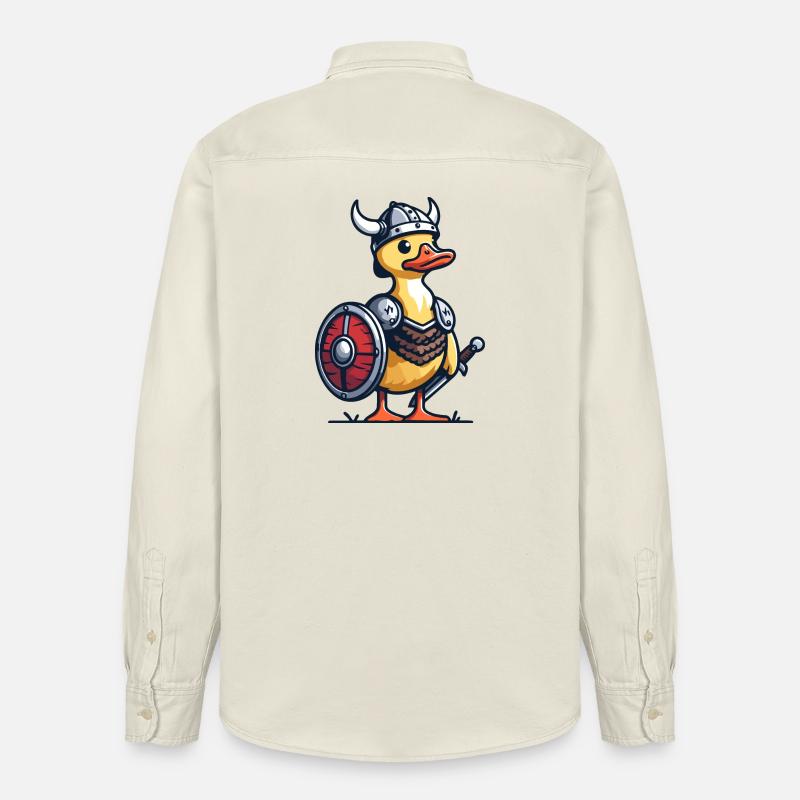 Viking Quack : Le canard du Valhalla - Chemise unisexe coupe décontractée bio Stanley/Stella - écru doux