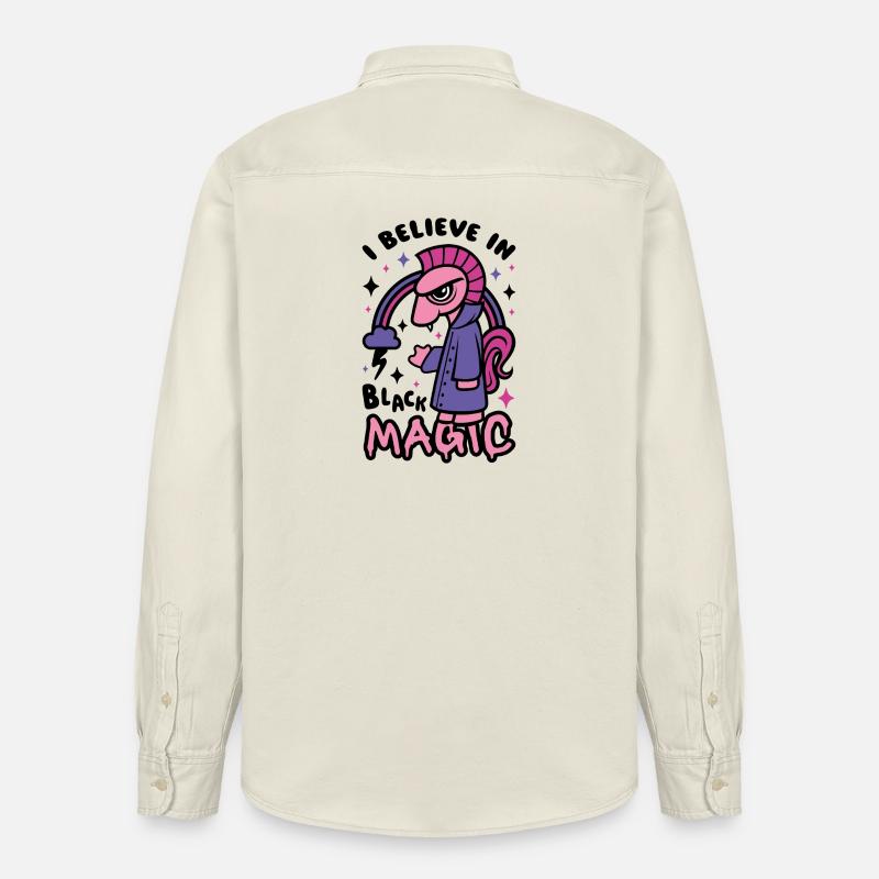 Grumpy Dark Pony Believes in Black Magic - Stanley/Stella Unisex Work Shirt - soft Ecru