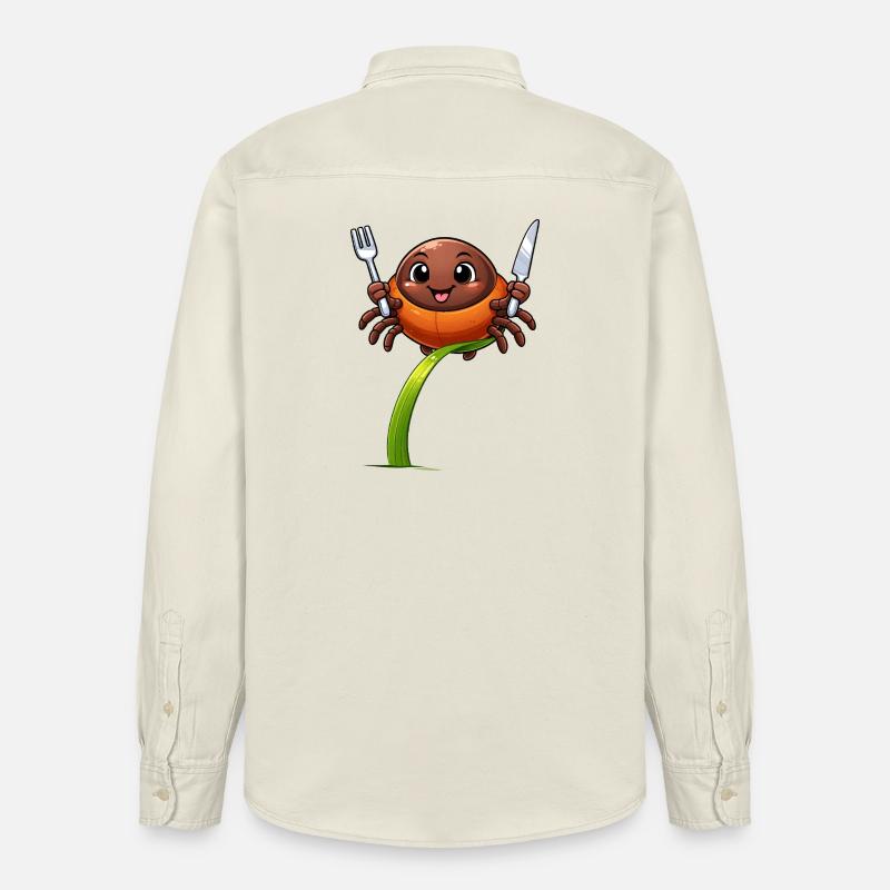 Tick drôle avec des couverts - Chemise unisexe coupe décontractée bio Stanley/Stella - écru doux