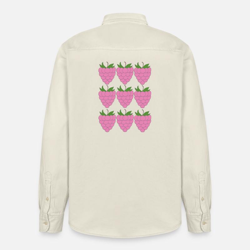 Raspberry Grid Pattern - Relaxed Fit Unisex Organic Shirt by Stanley/Stella - soft Ecru